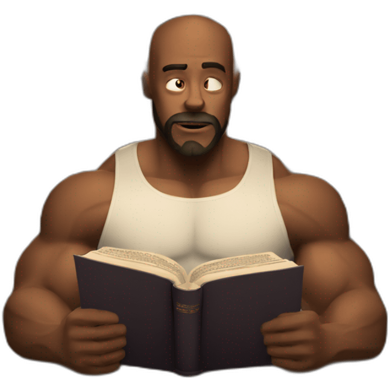 man with muscle reading the Bible emoji