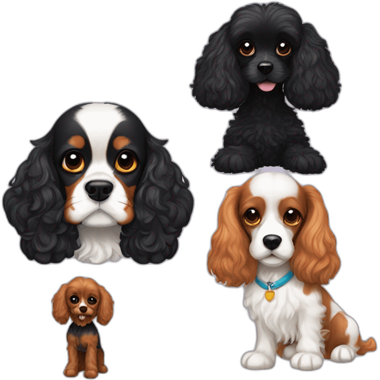 cavalier king charles spaniel and black poodle emoji