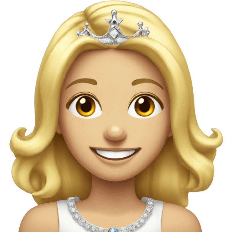 smiling blonde girl portrait wearing crown emoji