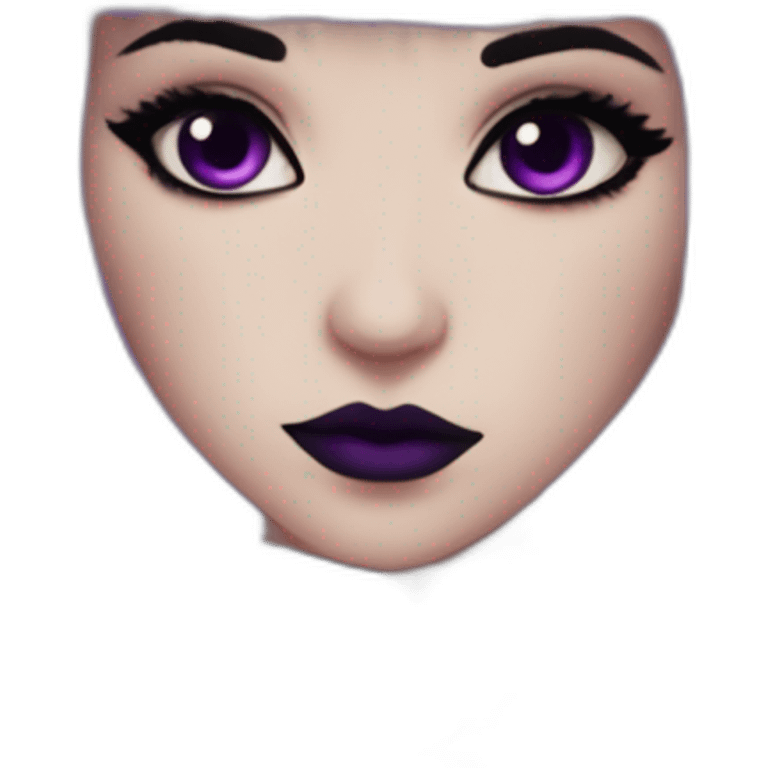 Elissabat-with-bangs-long-hair-dark-purple-and-black-vampire-goth-makeup-pinkeyes-romanticgothcloses emoji