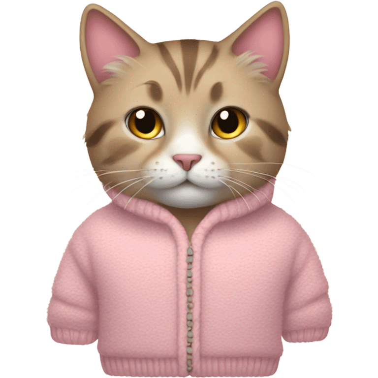 Cat in a pink fuzzy sweater emoji