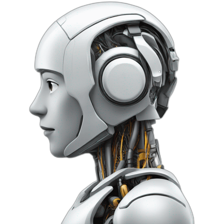 Side profile of a Robot wearing an Earpiece emoji