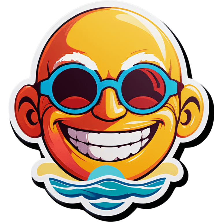 beach vibes with a smile bald emoji