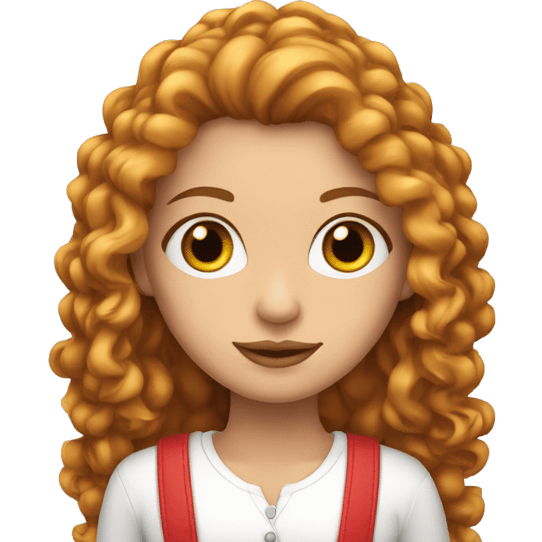 Mujer pelo largo rizado rojo piel blanca y ojos pardos emoji