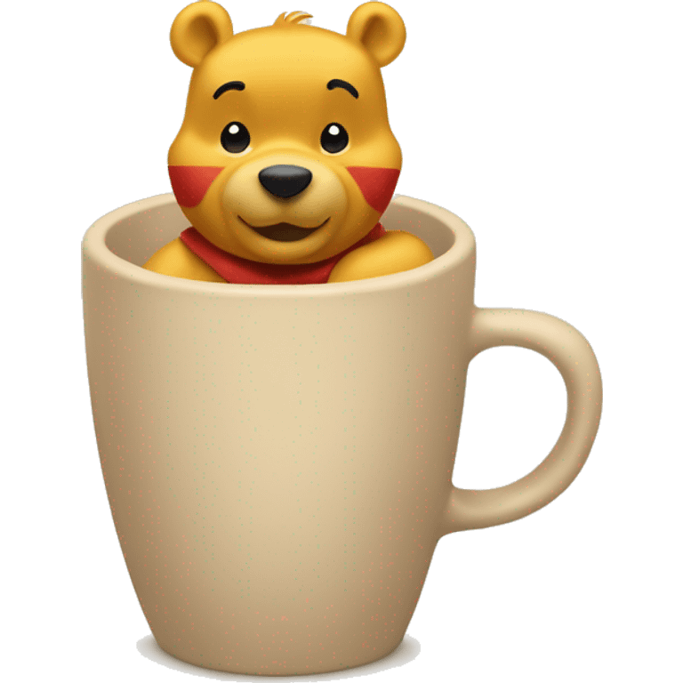 Beige coffee cup with Winnie the Pooh emoji