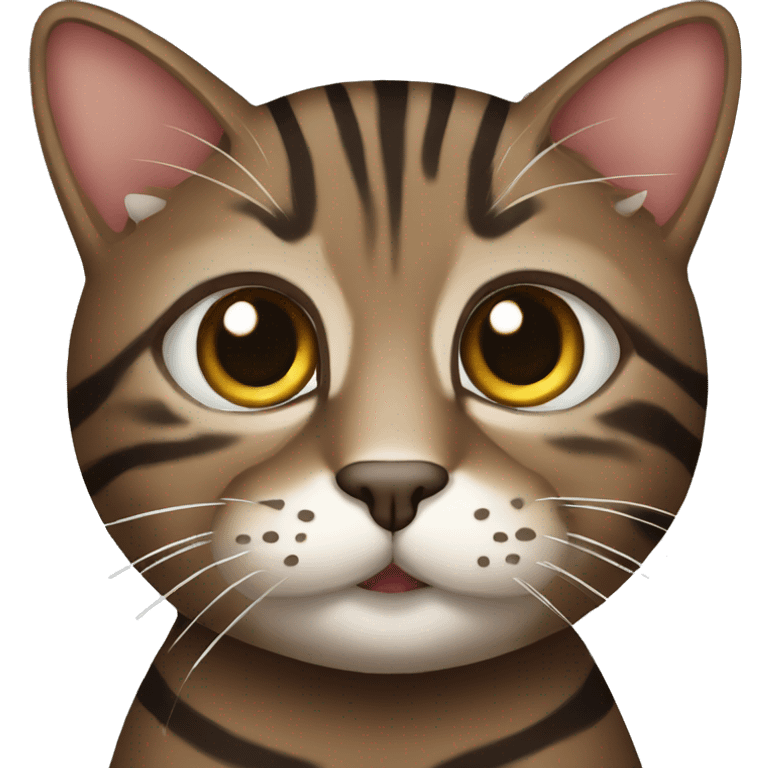 Dark brown tabby cat with stripes and 1 eye emoji