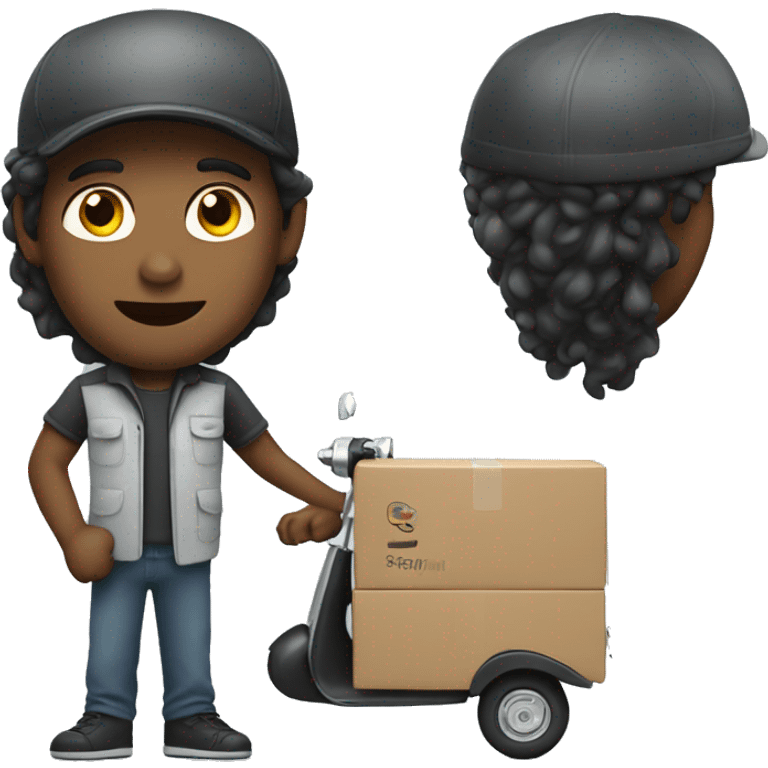 delivery man with long wavy hair on scooter emoji