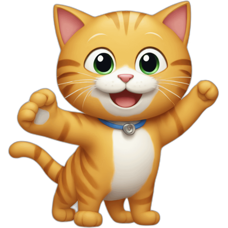 a happy cat holding his one hand emoji