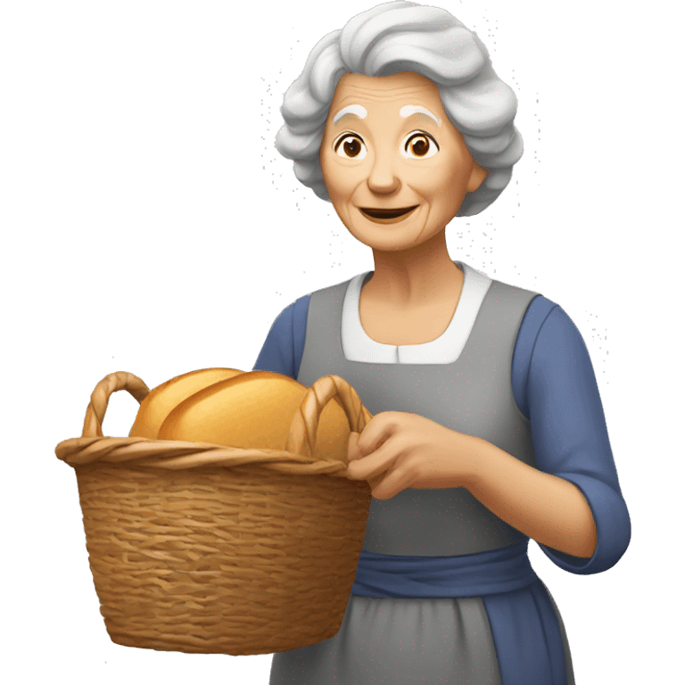 old lady with bread basket emoji