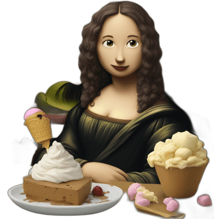 Mona Lisa eat ice cream emoji