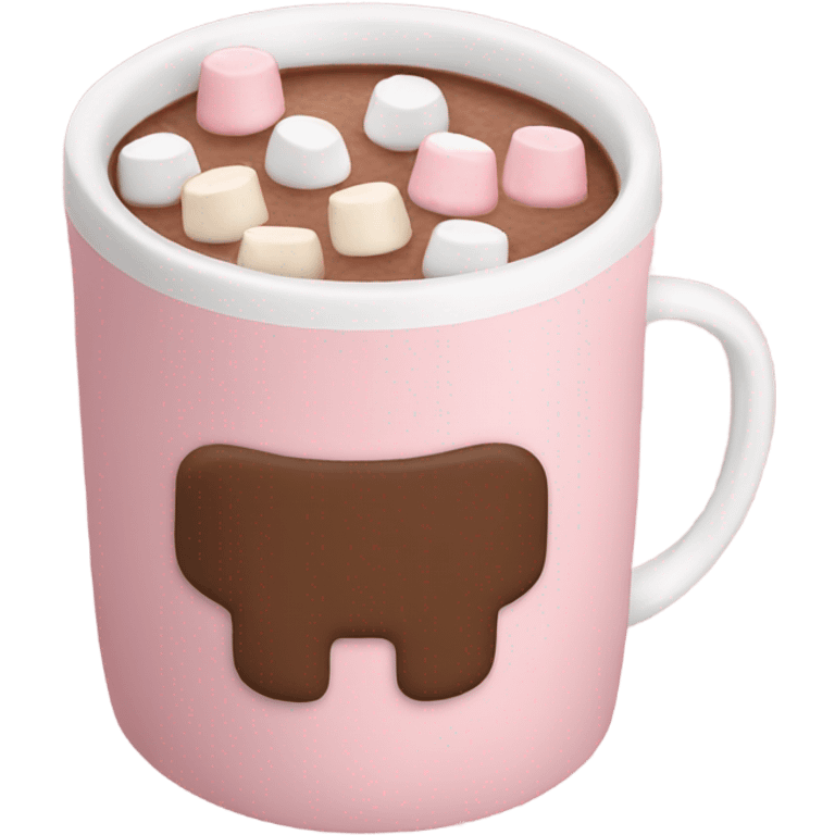 Light Pink mug of hot chocolate with marshmallows  emoji