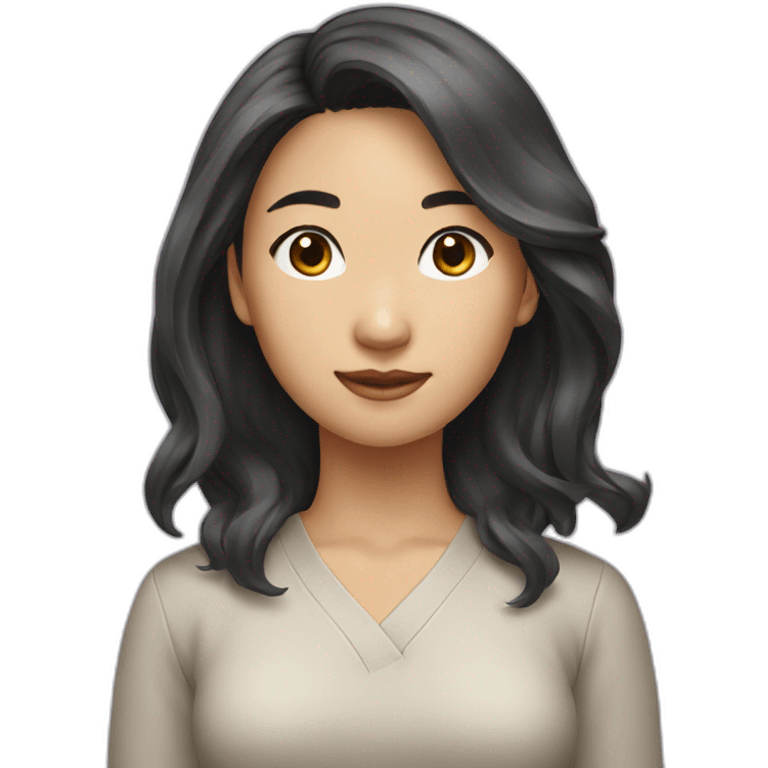 Medium hair Asian woman emoji