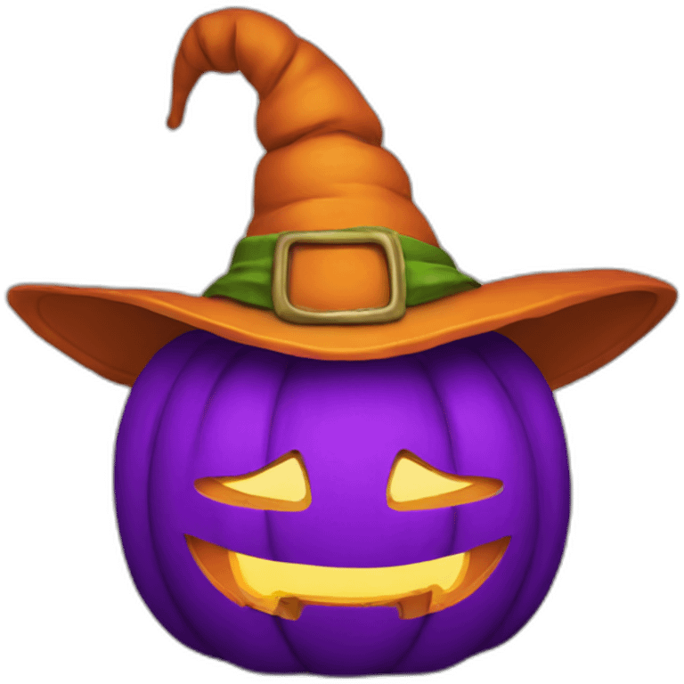 Pumpking with purple hat emoji