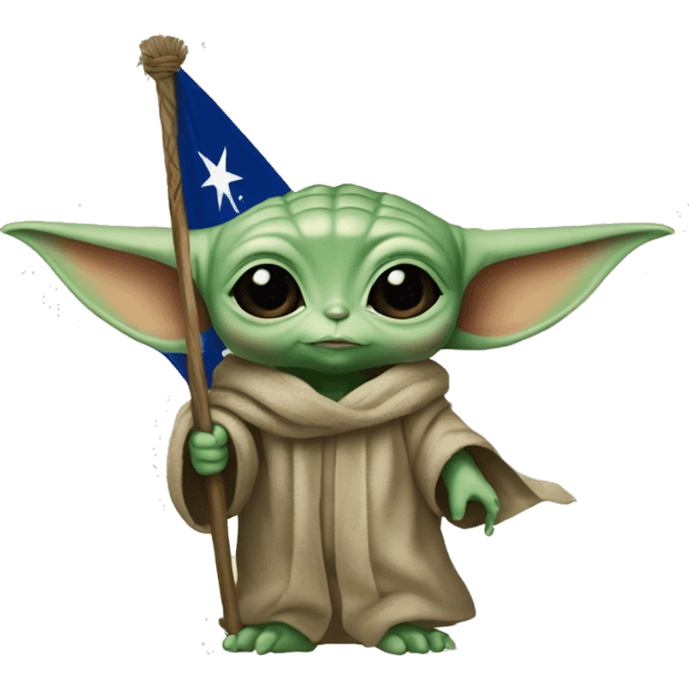  Baby Yoda holding the Brazilian flag emoji