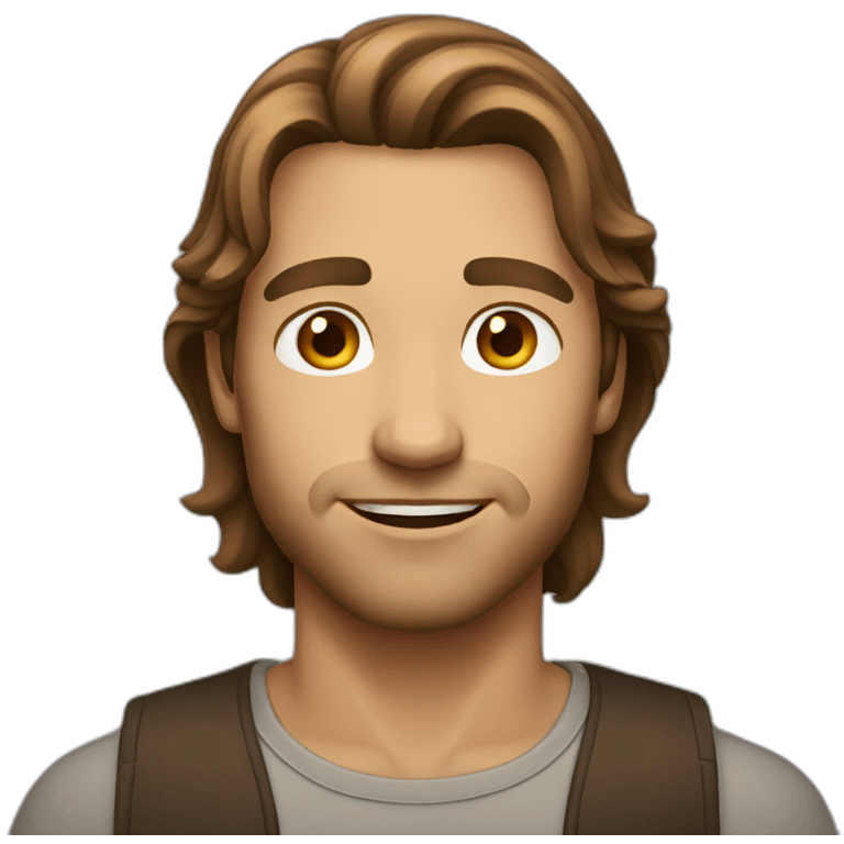 Man middle long brown hair emoji