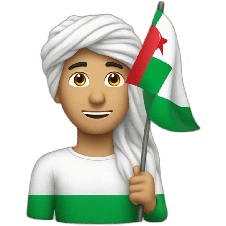 Un homme avec le drapeau de l'Algérie emoji