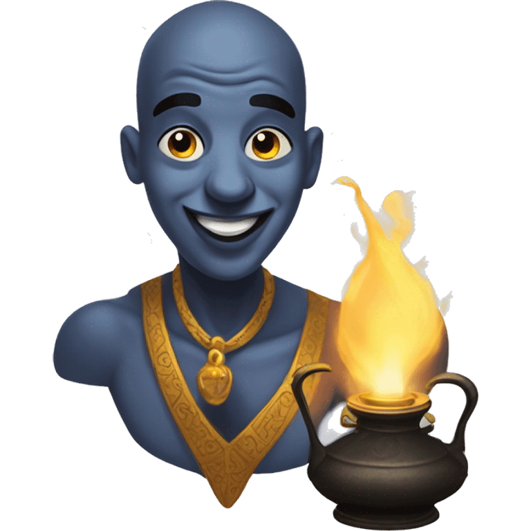 bald black genie out of an oil lamp emoji