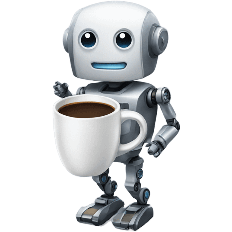 robot with a cup of coffee emoji