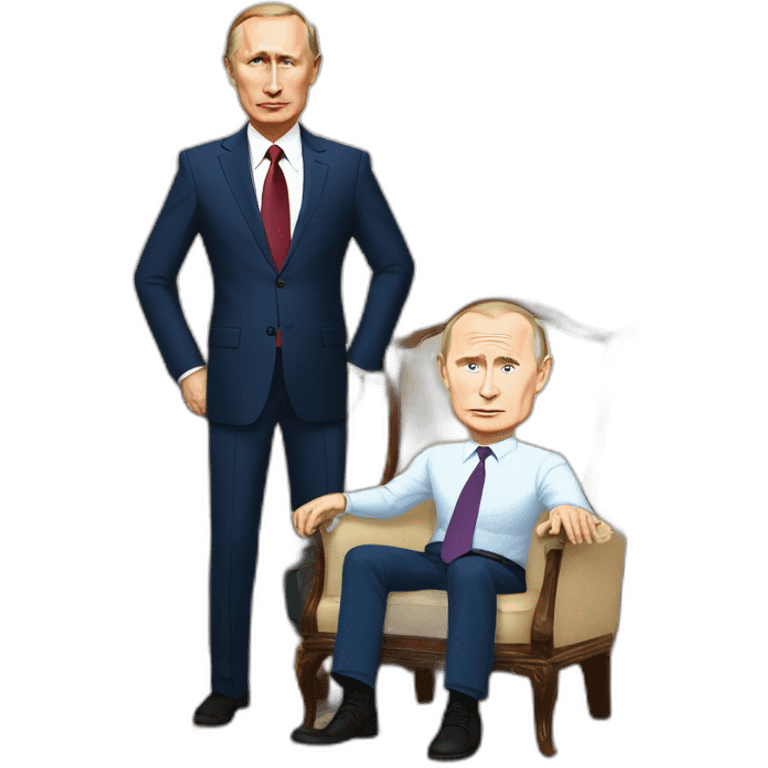 Vladimir Putin with pumped-up arms defeats a frail Job Biden in armesling emoji