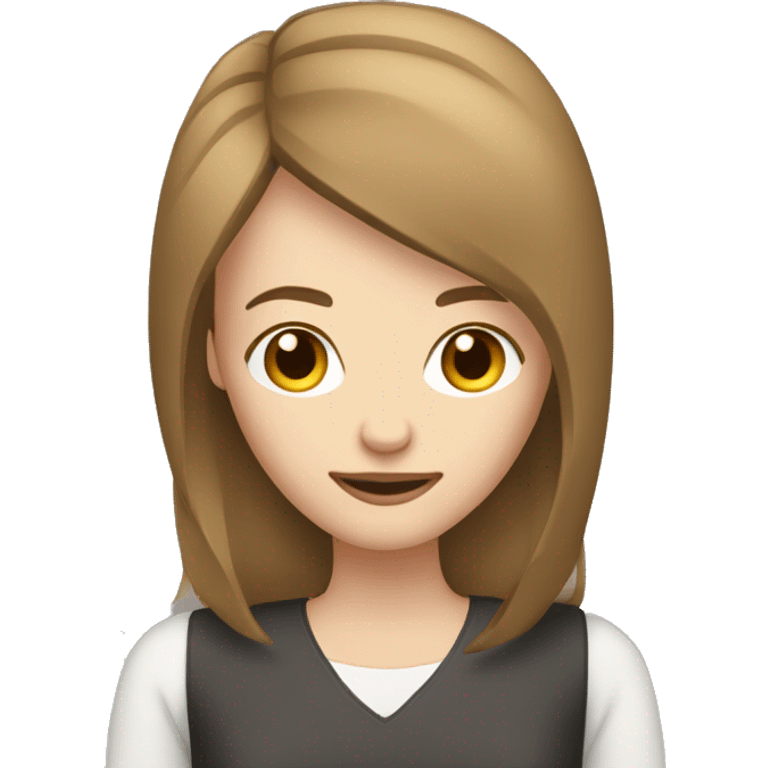 woman on a computer seen behind pale skin brown hair emoji