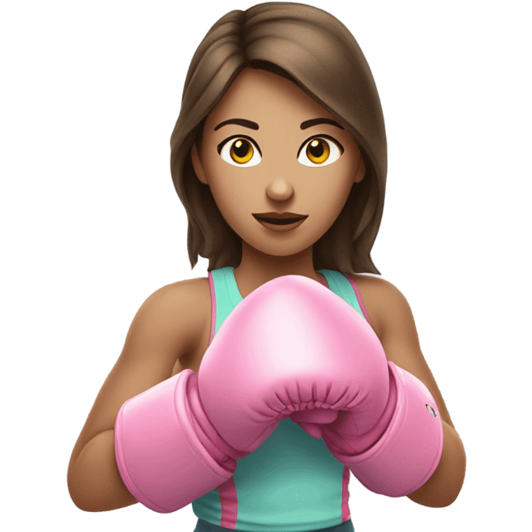 Pale Brunette girl wearing pink boxing gloves emoji