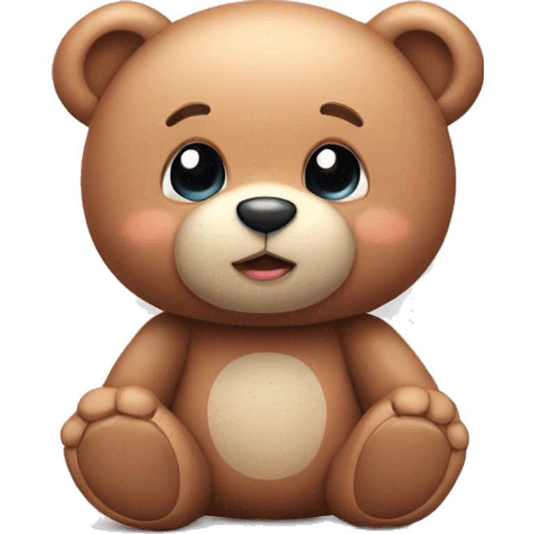 Cute female Teddy Bear Emoji with blush, kids teddy bear, 3d emoji