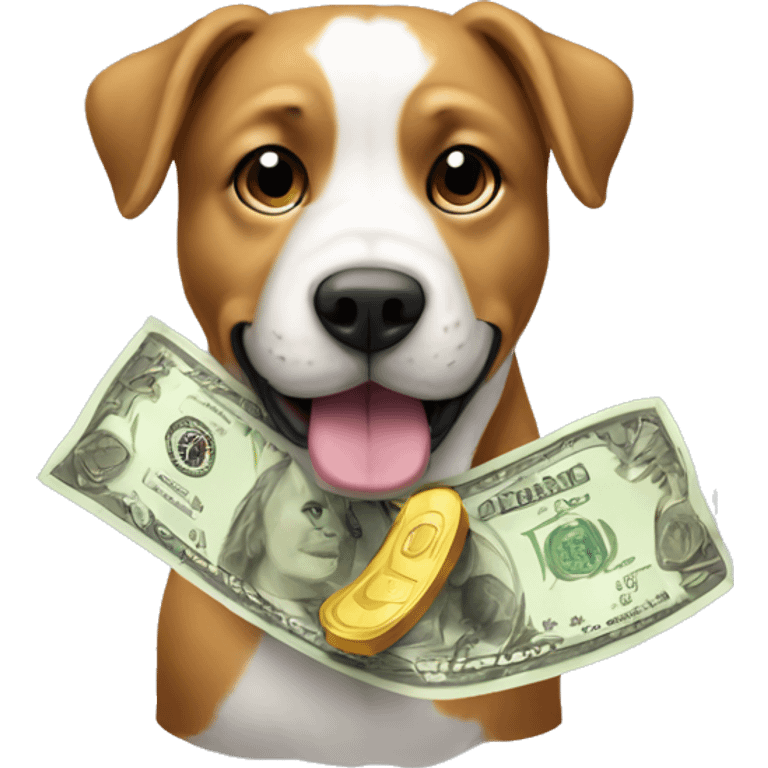 Un perro con dinero emoji