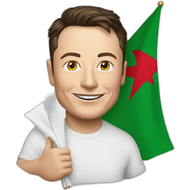 Elon musk holding algeria flag emoji