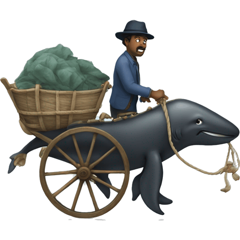 Man pulling a whale cart  emoji