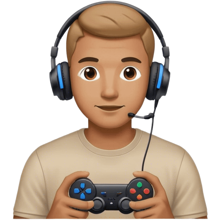 Muchacho guapo con audífonos jugando playstation emoji