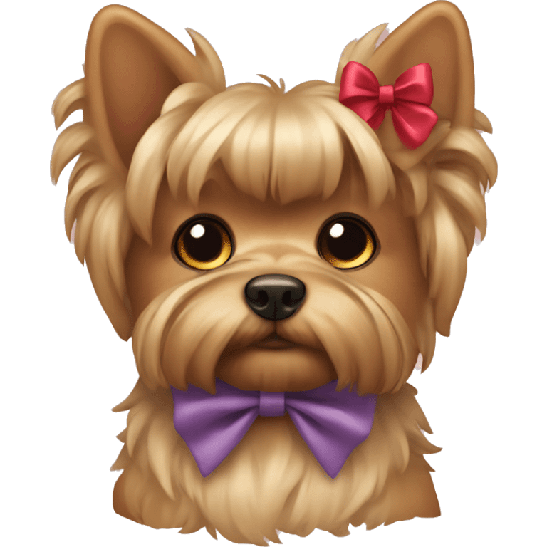 yorkshire dog using a cute bow emoji