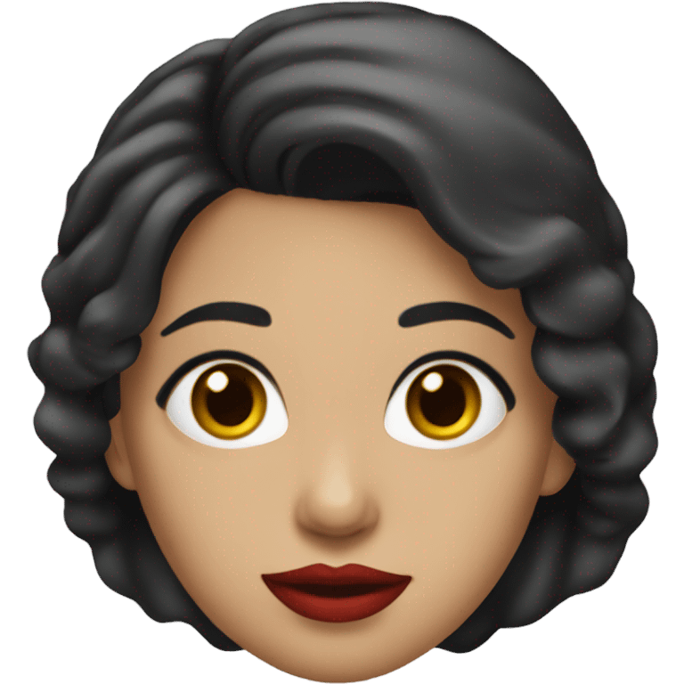 Latina with dark hair, pointed chin, red lips emoji