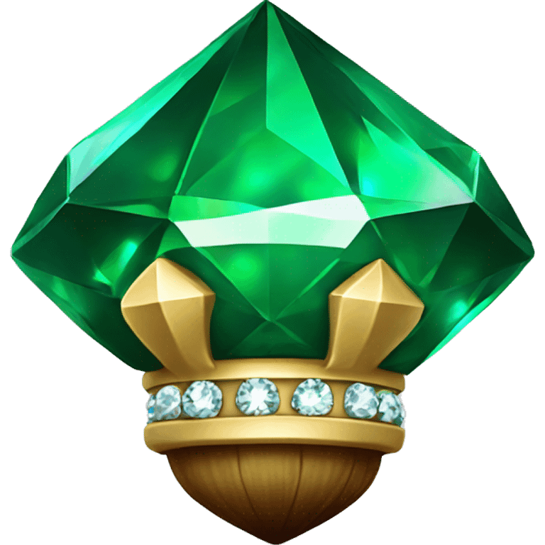 sparkling emerald Acorn like diamond emoji