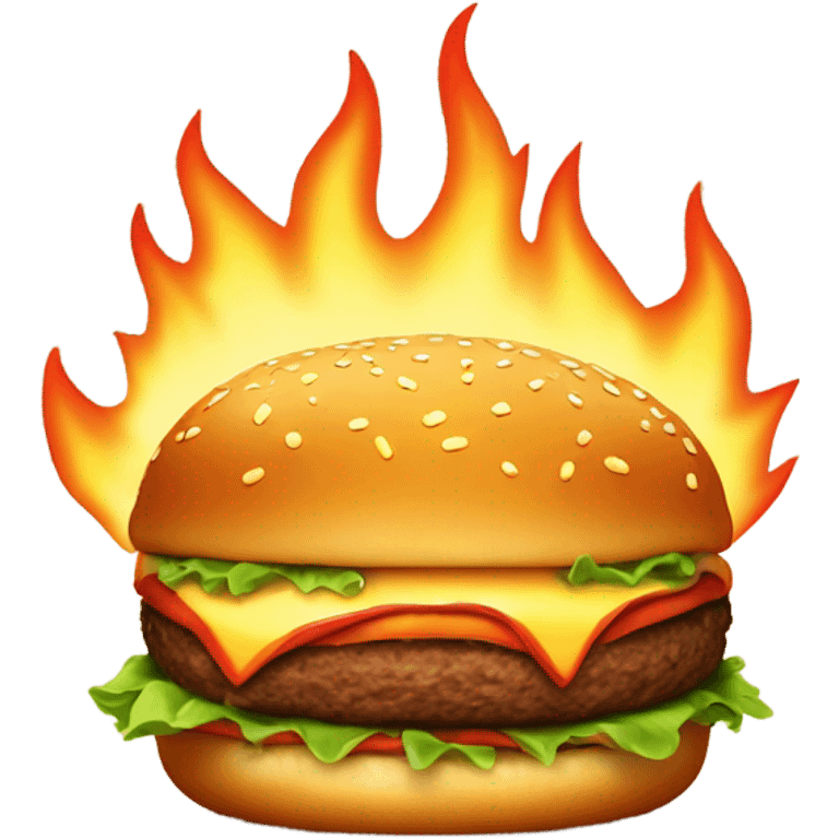 Burger patty on fire  emoji