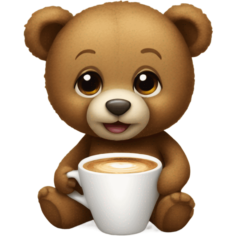 Teddy bear drinking cappuccino  emoji