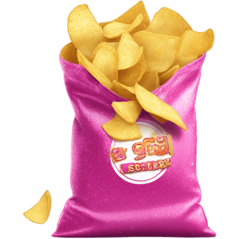 Pink bag of chips with glitter  emoji