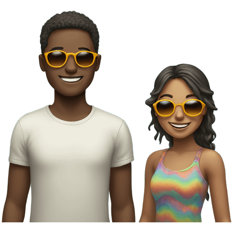 sunglassed boy and girl smiling outdoors emoji