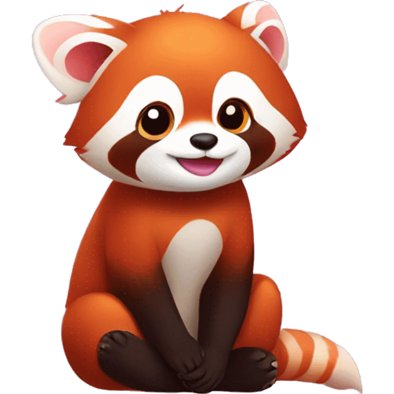 Red Panda with love hearts around it emoji