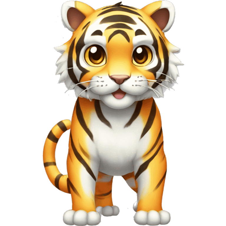 Colorful Shiny Kawaii Cute Blue-striped Tiger-Fakémon-Pokémon full body emoji