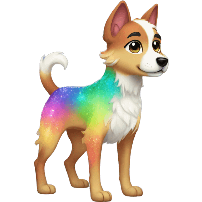 Colorful Sparkle-dog-fursona full body emoji