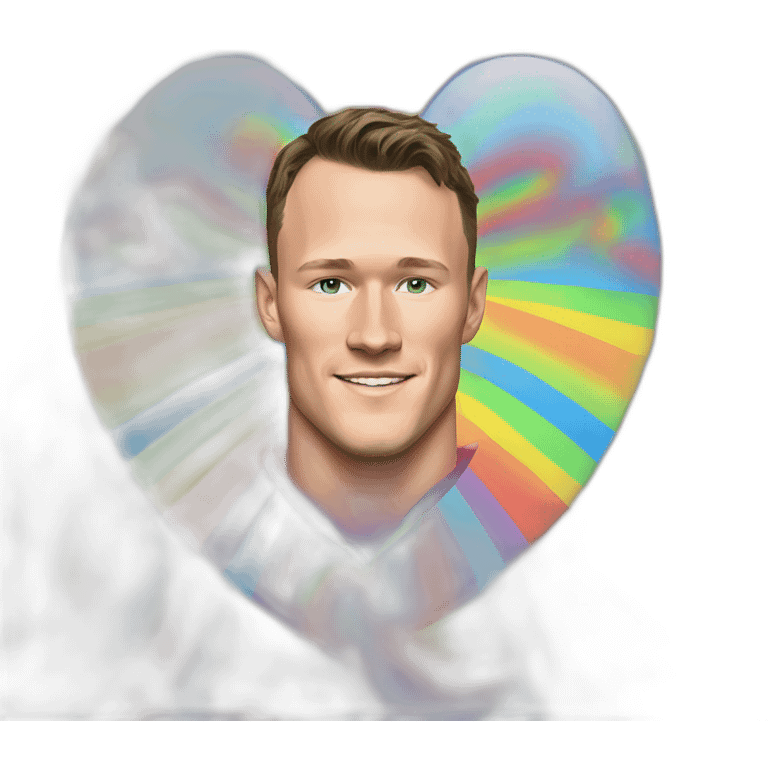 Jonathan Toews inside a rainbow heart emoji