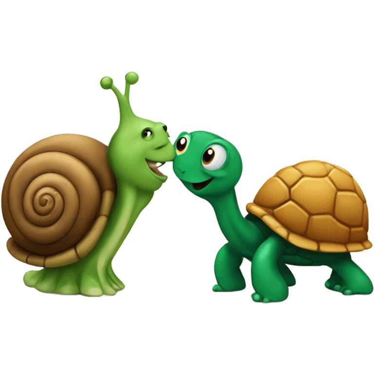 Snail and turtle shaking hands emoji