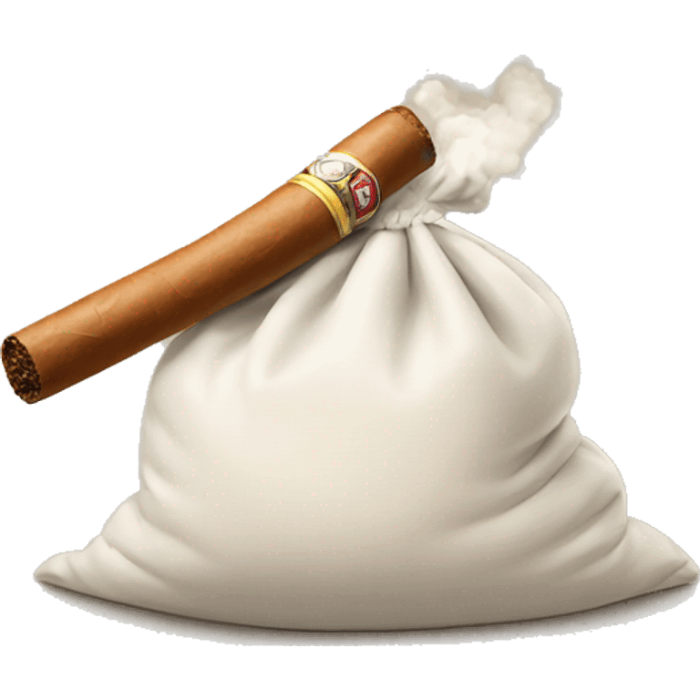 a bag of flour smokes a cigar emoji