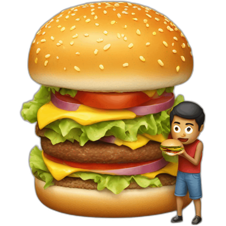 A burger eating a human emoji