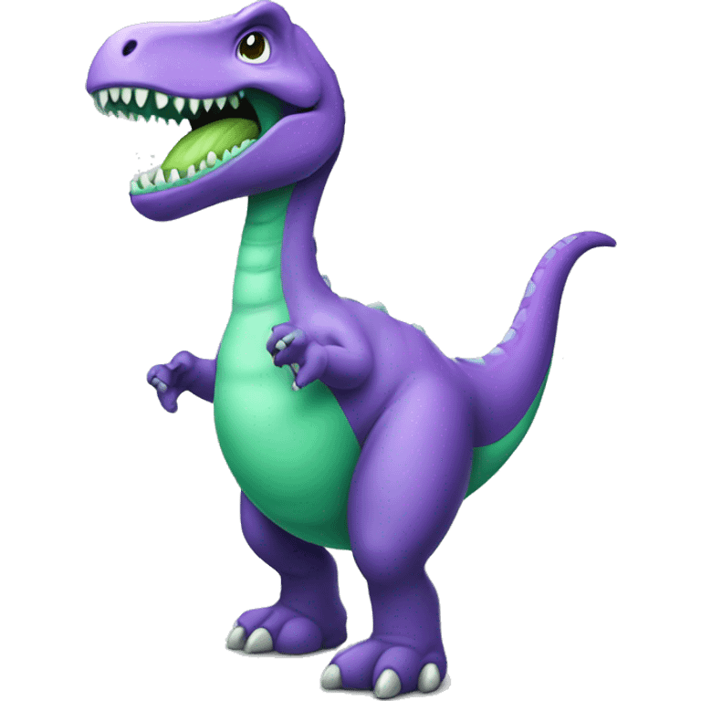 Purple dinosaur with a mint green tummy emoji