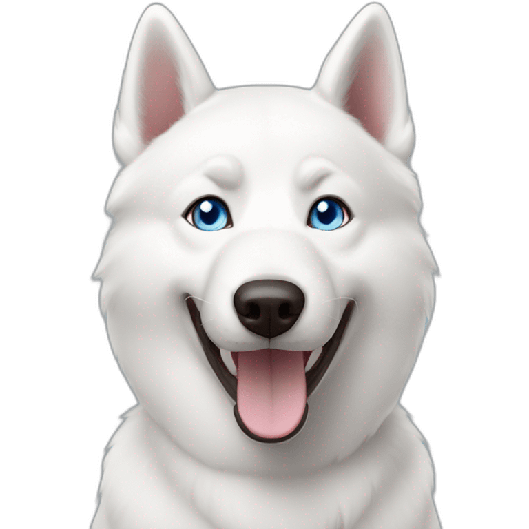 Happy white husky blue eyes without eyebrows emoji