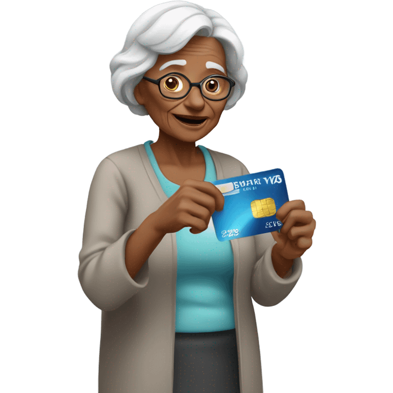 Old woman with a credit card emoji