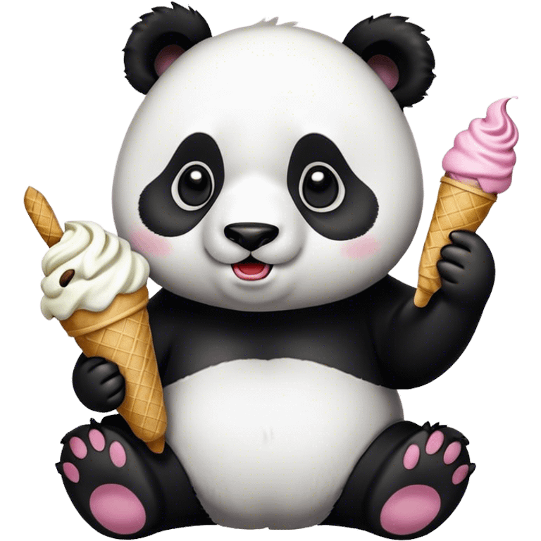 Panda eating ice cream emoji