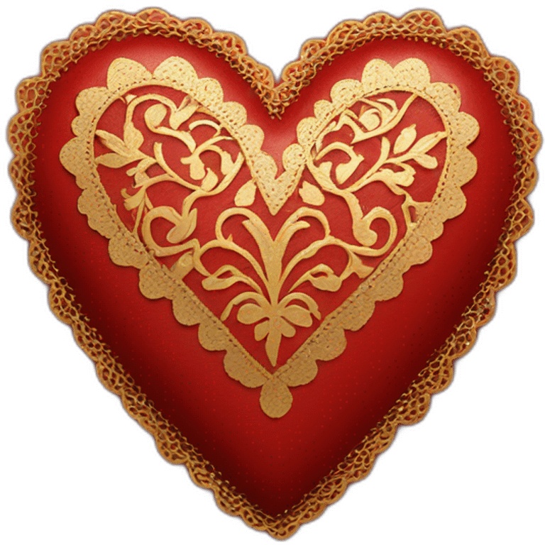 Red leather heart with gold lace border emoji