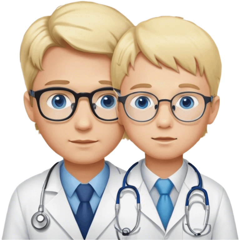 doctor injecting blonde boy with glasses blue eyes  emoji